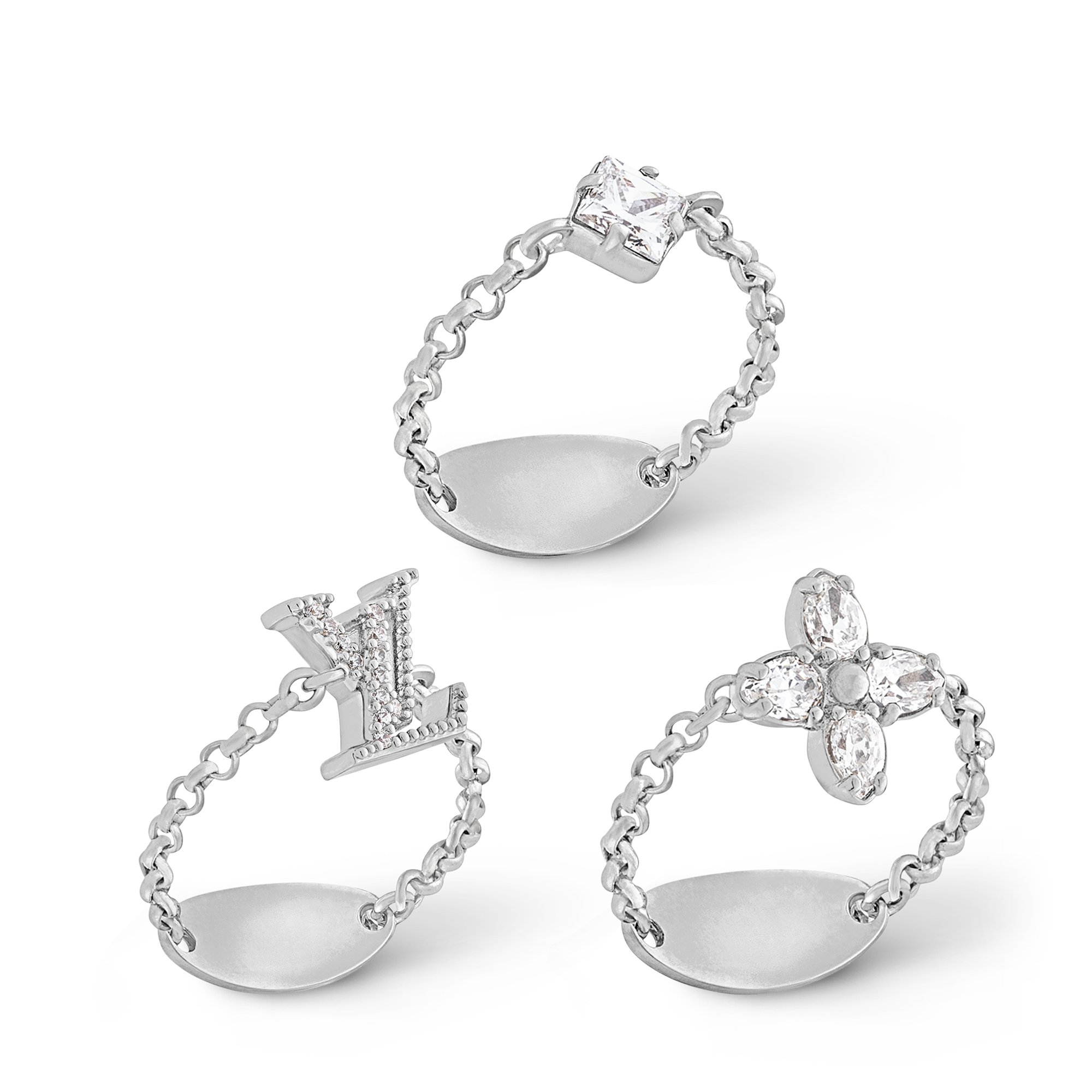 Lady LV Ring Set . - Luxury Fashion Jewellery - M1379S Silver